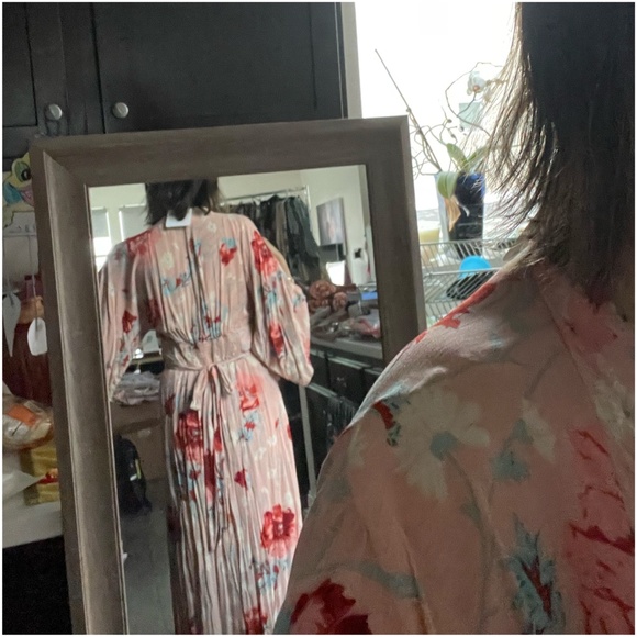 08 Boho Floral Print Kimono Sleeve Maxi Dress - Picture 3 of 4